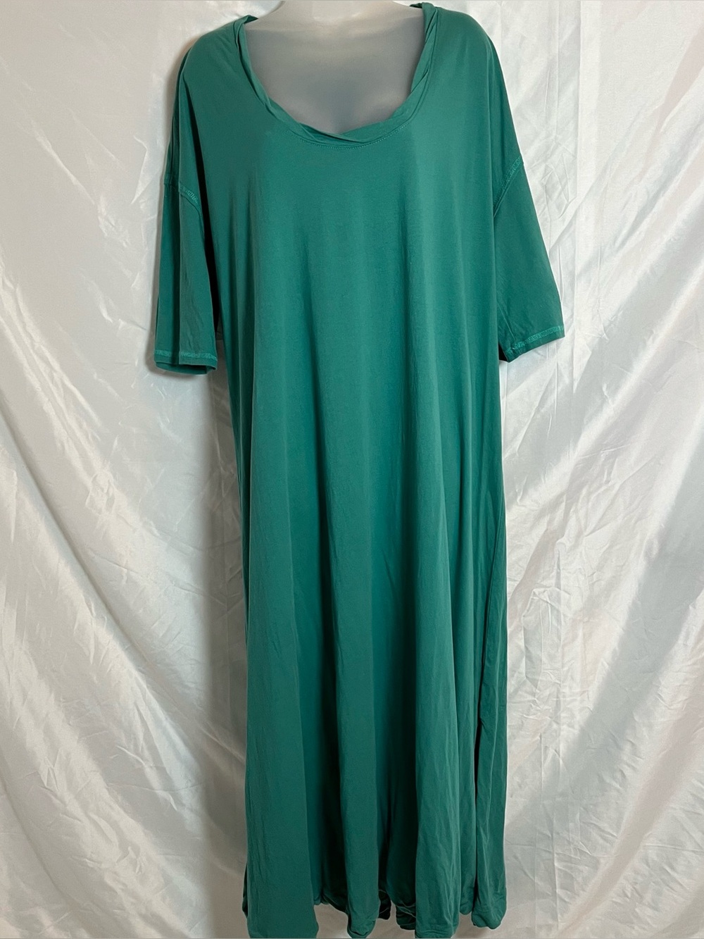 Natural Life All Day Tee Dress Teal Green Knit Cotton Maxi XL